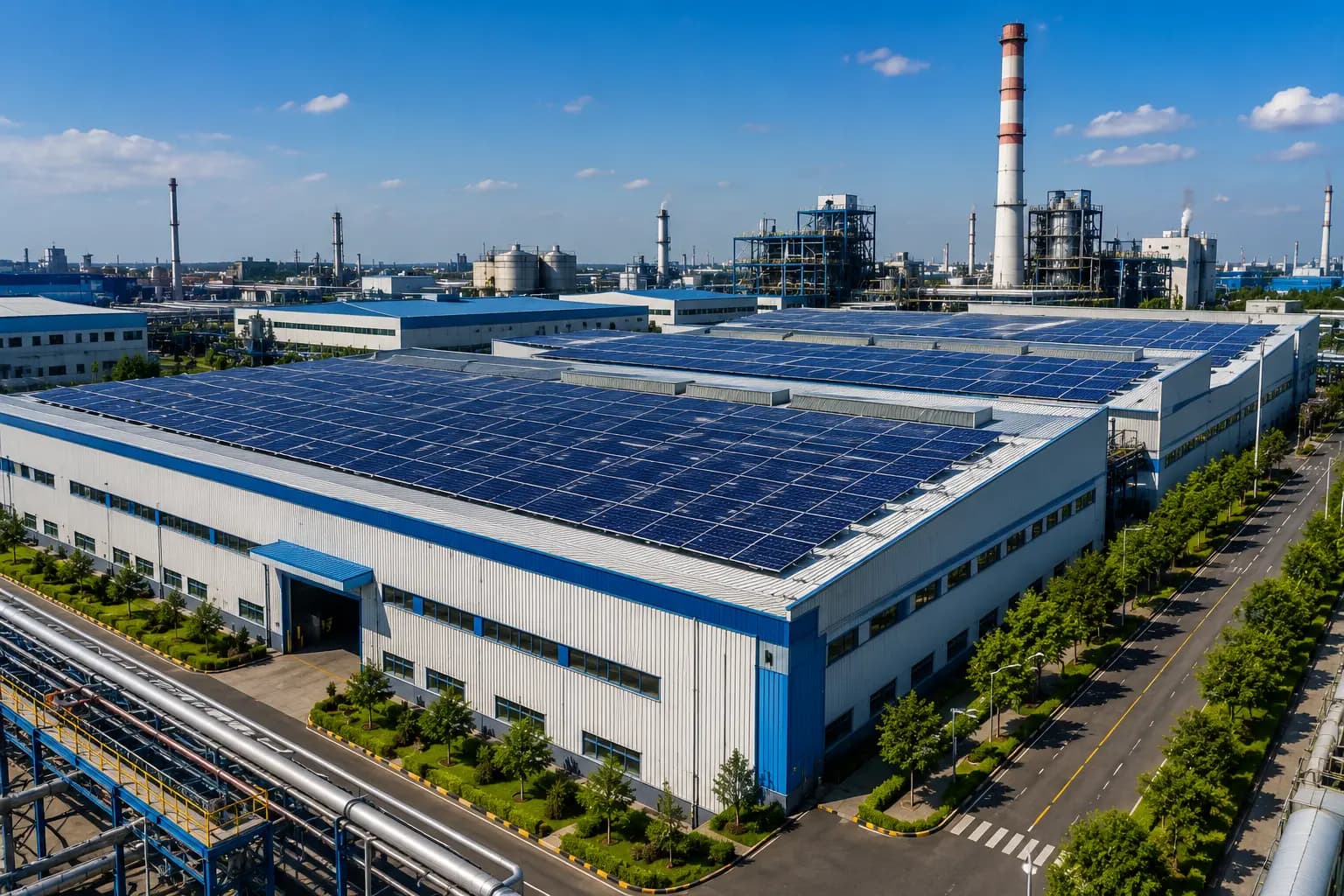 Large scale industrial solar power plant installation